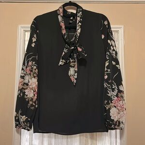 Black floral blouse